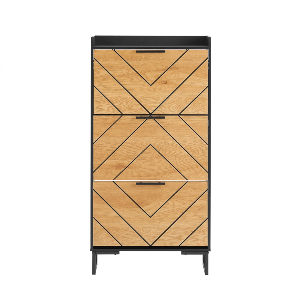 Wohnli Möbelsuche - Schuhkipper Schuhablage Schuhschrank aus MDF(E1) Schwarz-Braun