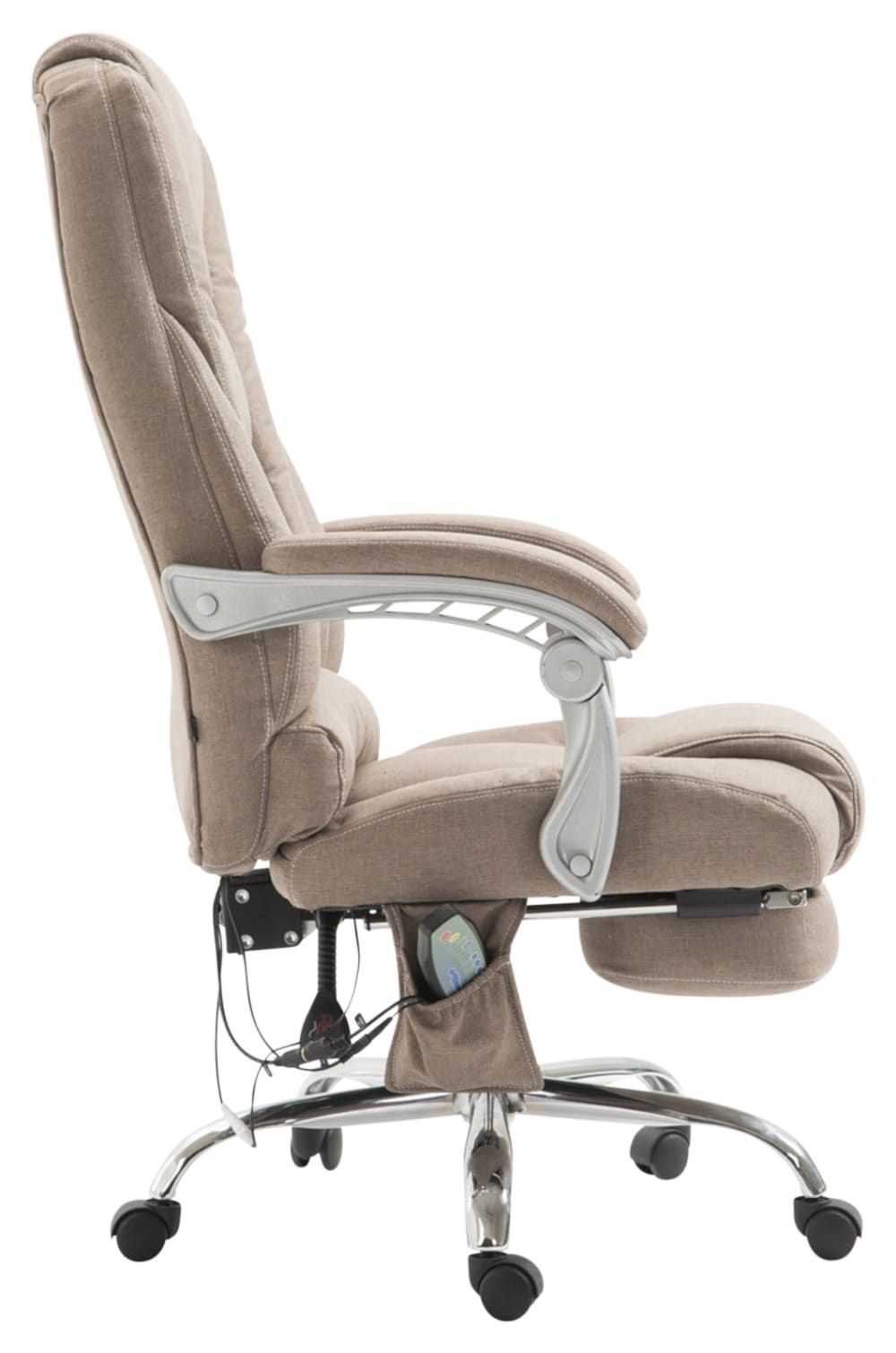 Bürostuhl drehbar mit Massagefunktion aus Stoff taupe 64x118x68cm Stoff Grau CLP Möbel Büromöbel Bürostühle