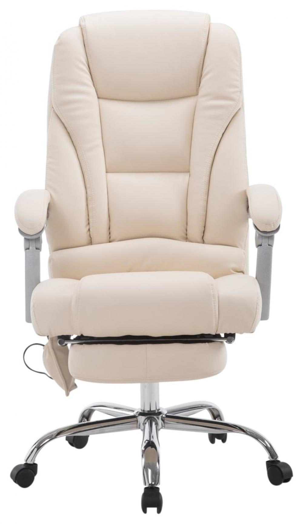 Bürostuhl drehbar mit Massagefunktion aus Kunstleder creme 64x118x68cm PVC und Synthetik Beige CLP Möbel Büromöbel Bürostühle