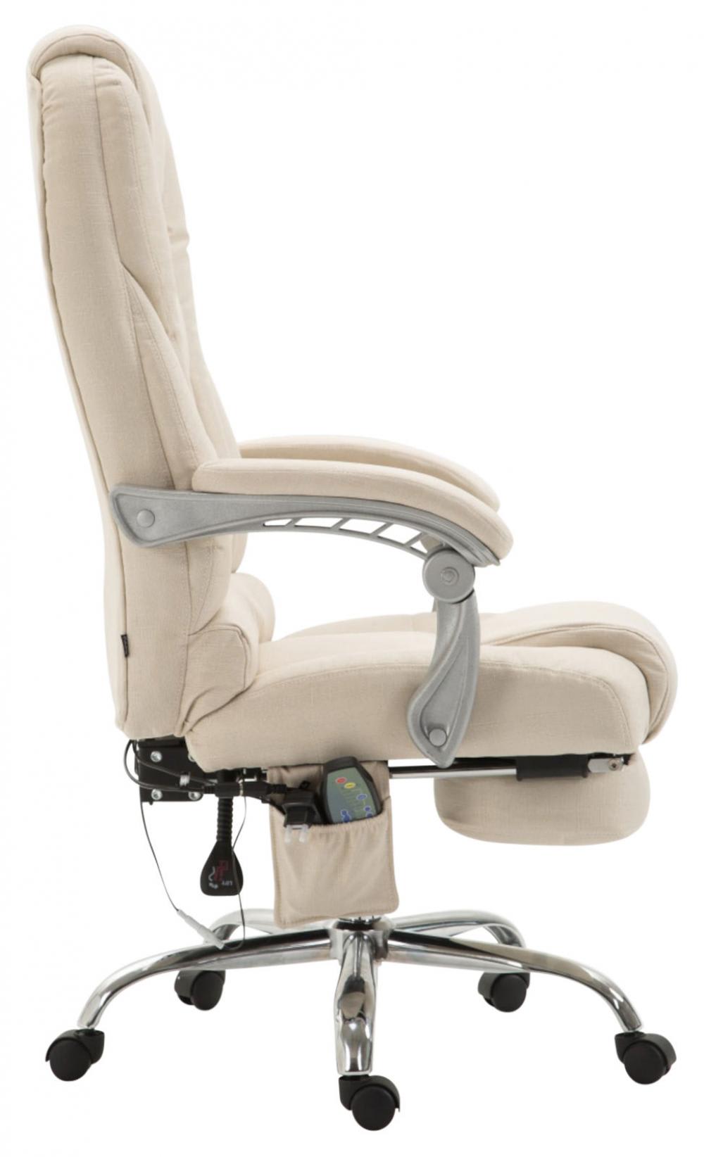 Bürostuhl drehbar mit Massagefunktion aus Stoff creme 64x118x68cm Stoff Beige CLP Möbel Büromöbel Bürostühle