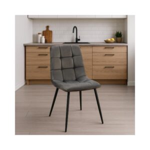 4er Set Stühle mit Metallgestell und Sitz aus Samt anthrazit 55x84x45cm Samt Grau CLP Möbel Esszimmermöbel Stühle