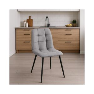 4er Set  Esszimmerstühle mit Sitz aus Stoff hellgrau 55x84x45cm Stoff Grau CLP Möbel Esszimmermöbel Stühle