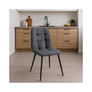 4er Set  Esszimmerstühle mit Sitz aus Stoff dunkelgrau 55x84x45cm Stoff Grau CLP Möbel Esszimmermöbel Stühle