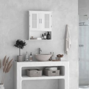Armoire murale salle de bain double porte blanc 60x70x20cm Spanplatte Weiß Kleankin Möbel Badezimmermöbel Badezimmerschränke
