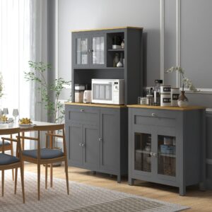 wohnli-moebel-suche-M25035164 Wohnli Möbelsuche - Graue Holz-Küchenschrank mit 3 Schränken & Glastüren
