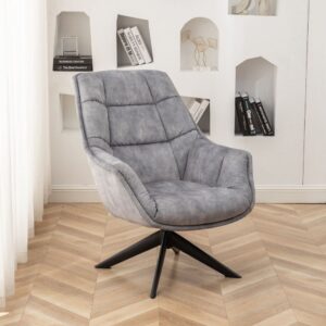 wohnli-moebel-suche-M25035679-1 Grauer Wohnzimmerstuhl L98 cm - VOLTER 98x98x80cm Stoff Grau Calicosy Sofas und Sessel Sessel, Poufs und Fußbänke Sessel