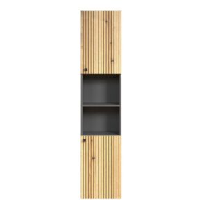 wohnli-moebel-suche-M25035688 Wohnli Möbelsuche - Badezimmersäule mit 2 Türen H186cm - Eichendekor und Grau