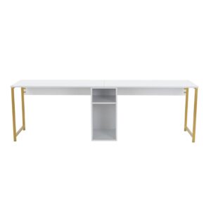 wohnli-moebel-suche-M25035706 Wohnli Möbelsuche - Doppelschreibtisch L240 cm - TWIN - Weiß und Gold