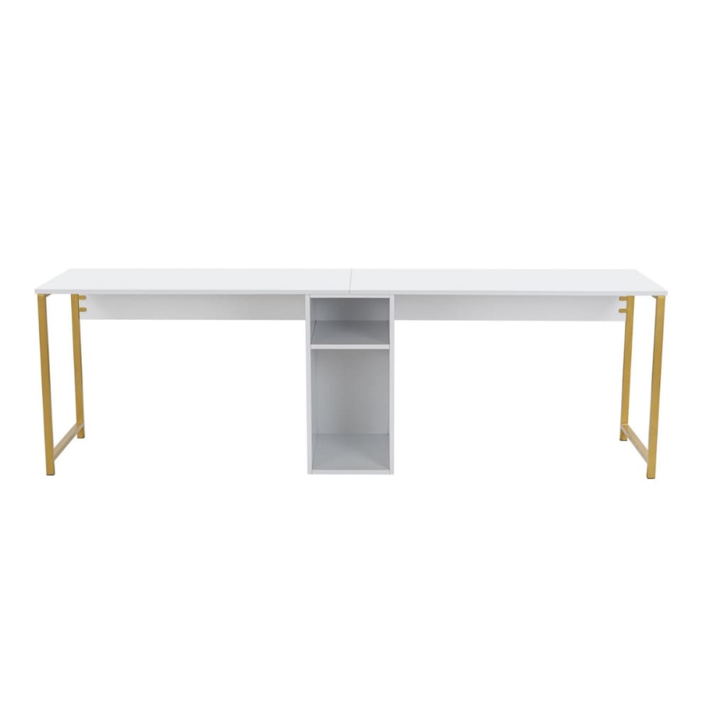 wohnli-moebel-suche-M25035706 Wohnli Möbelsuche - Doppelschreibtisch L240 cm - TWIN - Weiß und Gold