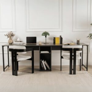 wohnli-moebel-suche-M25035707-1 Doppelschreibtisch L240 cm - TWIN - Anthrazitgrau 240x74x60cm Spanplatte Schwarz Calicosy Möbel Büromöbel Schreibtische