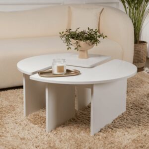 wohnli-moebel-suche-M25035716-1 Couchtisch aus 90 x 90 x 41 cm weiss 90x41x90cm Holz Weiß Habitat & Jardin Möbel Wohnzimmermöbel Couchtische