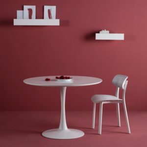 wohnli-moebel-suche-M25035735-1 Runder Tisch L110 cm - ODA - Weiß 110x75x110cm Spanplatte Weiß Calicosy Möbel Esszimmermöbel Esstische