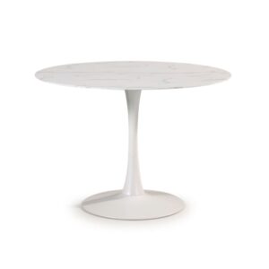 Wohnli Möbelsuche - Runder Tisch mit Glasplatte in Marmoroptik L110 cm - ADA