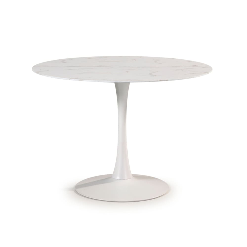 Wohnli Möbelsuche - Runder Tisch mit Glasplatte in Marmoroptik L110 cm - ADA