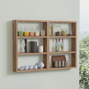 wohnli-moebel-suche-M25035750-1 Wandregal mit 6 Ablagen H60 cm - JOY - Kieferoptik 85x60x9cm Spanplatte Beige Calicosy Möbel Wohnzimmermöbel Regale