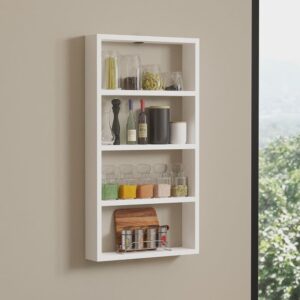 Wandregal mit 4 Ablagen H80 cm - LYA - Weiß 43x80x9cm Spanplatte Weiß Habitat & Jardin Möbel Wohnzimmermöbel Regale