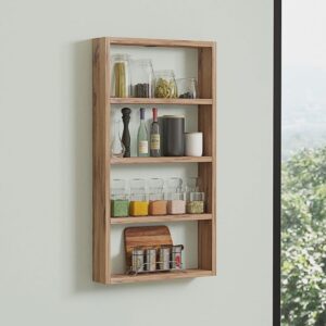 wohnli-moebel-suche-M25035773-1 Wandregal mit 4 Ablagen H80 cm - LYA - Kieferoptik 43x80x9cm Spanplatte Beige Calicosy Möbel Wohnzimmermöbel Regale