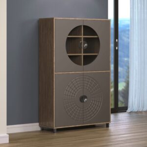 Hohes Sideboard mit 4 Türen H163 cm - Dekor Heller Holz 97x163x42cm Spanplatte Beige Calicosy Möbel Esszimmermöbel Sideboards, Highboards & niedrige Anrichten