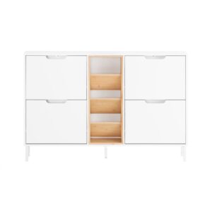 wohnli-moebel-suche-M25037001 Wohnli Möbelsuche - Schuhschrank Schuhkipper Schuhkommode aus MDF(E1) Bambus Weiß