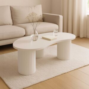 wohnli-moebel-suche-M25037015-1 Couchtisch aus MDF mit weißem Melamindekor 100x38x60cm Spanplatte Weiß Oviala Möbel Wohnzimmermöbel Couchtische