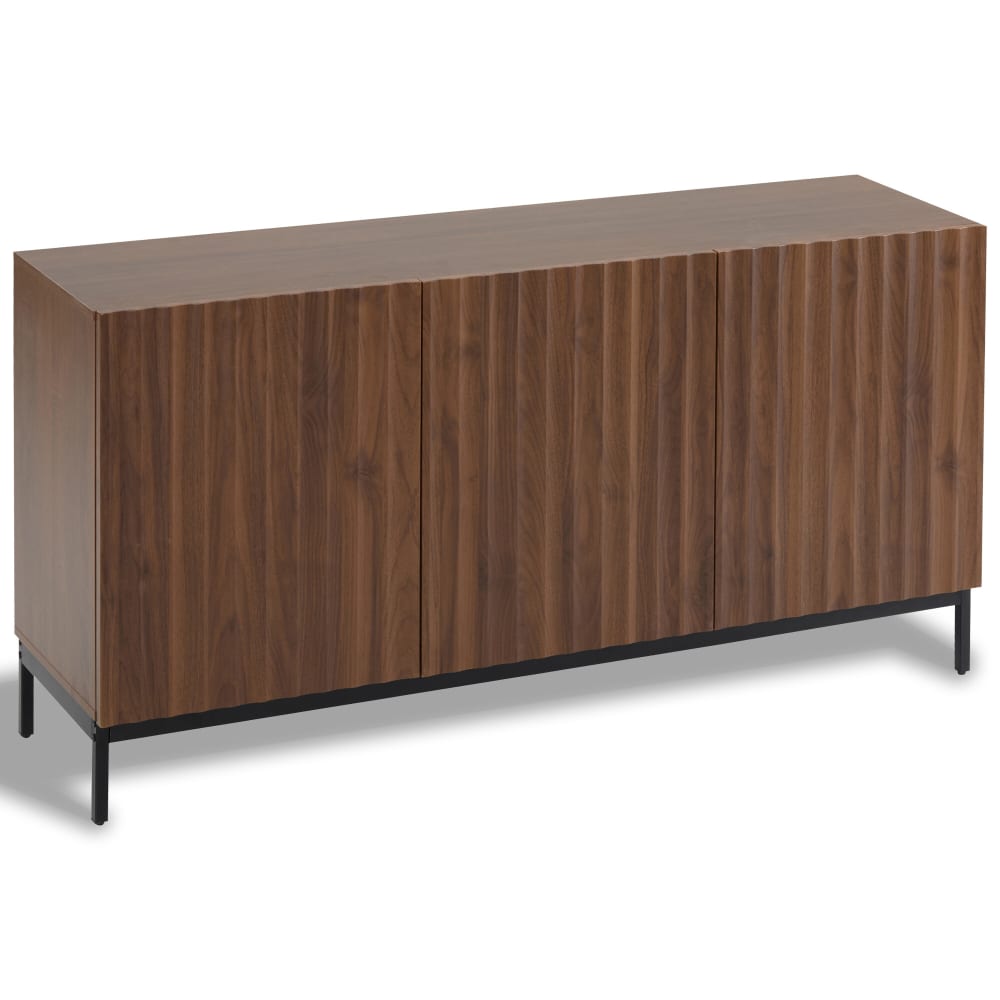 Wohnli Möbelsuche - Dunkel Gemasertes Vintage Eichenholz-Dekor Sideboard 3D Gewellt