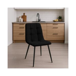 2er Set Esszimmerstühle mit Metallgestell Stoff schwarz 55x84x45cm Stoff Schwarz CLP Möbel Esszimmermöbel Stühle