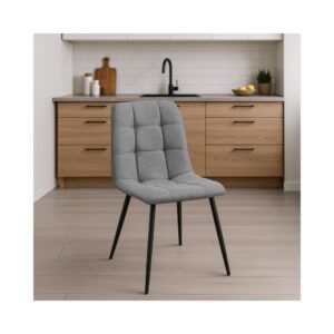 2er Set Esszimmerstühle mit Metallgestell Stoff grau 55x84x45cm Stoff Grau CLP Möbel Esszimmermöbel Stühle