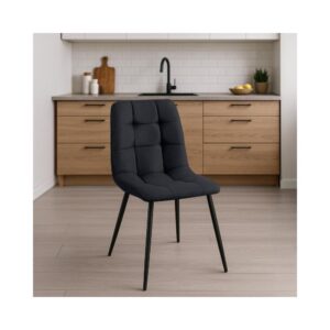 4er Set  Esszimmerstühle mit Sitz aus Stoff schwarz 55x84x45cm Stoff Schwarz CLP Möbel Esszimmermöbel Stühle