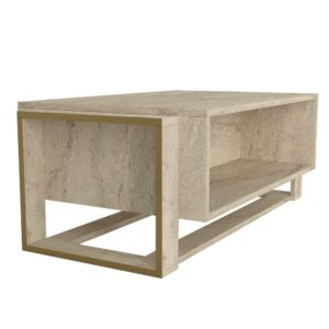 Couchtisch Beige Granit Optik 60x41x107cm Spanplatte Beige moebel17 Möbel Wohnzimmermöbel Couchtische