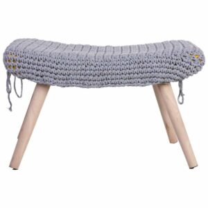 Hocker aus Holz und Baumwolle 67x30x43h cm grau 30x43x30cm Holz Grau Wanderlust deco Möbel Esszimmermöbel Sitzbank und Holzbank