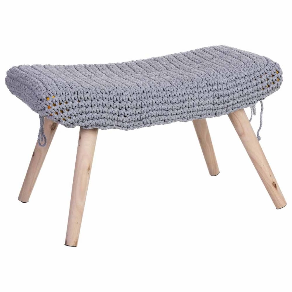 Wohnli Möbelsuche - Hocker aus Holz und Baumwolle 67x30x43h cm grau