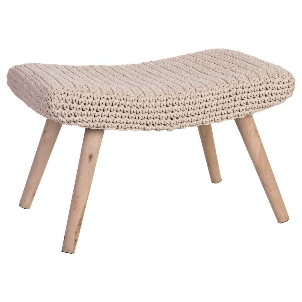Wohnli Möbelsuche - Hocker aus Holz und Baumwolle 67x30x43h cm beige