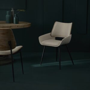 Set mit 2 Stühlen aus beigem Stoff 58x81x54cm Stoff Beige Signature Möbel Esszimmermöbel Stühle