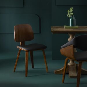 Set mit 2 Stühlen aus schwarzem Vinyl 49x81x49cm Spanplatte Braun Signature Möbel Esszimmermöbel Stühle