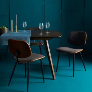 6er Set Stühle mit Metallgestell und Stoff grau 46x77x45cm Stoff Grau Signature Möbel Esszimmermöbel Stühle