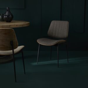 Set mit 6 Stühlen aus taupefarbenem Steppstoff 49x83x56cm Stoff Braun Signature Möbel Esszimmermöbel Stühle