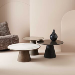 Beistelltisch B60 cm Eiche und Glas 60x45x60cm Holz Beige Signature Möbel Wohnzimmermöbel Beistelltische