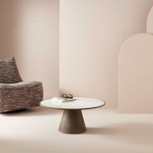 wohnli-moebel-suche-M25040545-1 Couchtisch aus Eiche und Marmor 80x35x80cm Holz Beige Signature Möbel Wohnzimmermöbel Couchtische