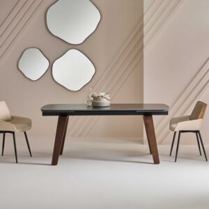 Keramiktisch mit Verlängerung 180x76x90cm Keramik Grau Signature Möbel Esszimmermöbel Esstische