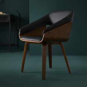 Bridge aus schwarzem Vinyl 54x78x53cm Spanplatte Braun Signature Möbel Esszimmermöbel Stühle