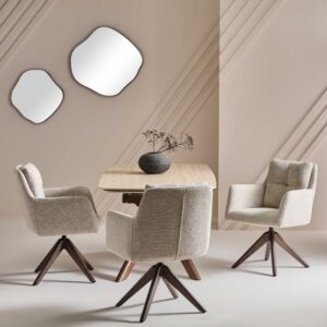 wohnli-moebel-suche-M25040574-1 Bridge-Stuhl mit Massivholzbeinen 61x86x67cm Stoff Beige Signature Möbel Esszimmermöbel Stühle