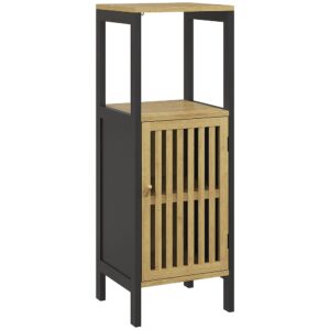 wohnli-moebel-suche-M25040855 Wohnli Möbelsuche - Badezimmerschrank 1 Tür Bambus&Schwarzes Holz