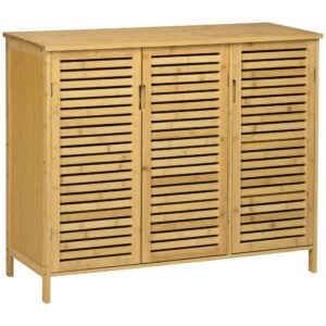 Wohnli Möbelsuche - Armoire à chaussures 3 portes ajourées bambou bois naturel
