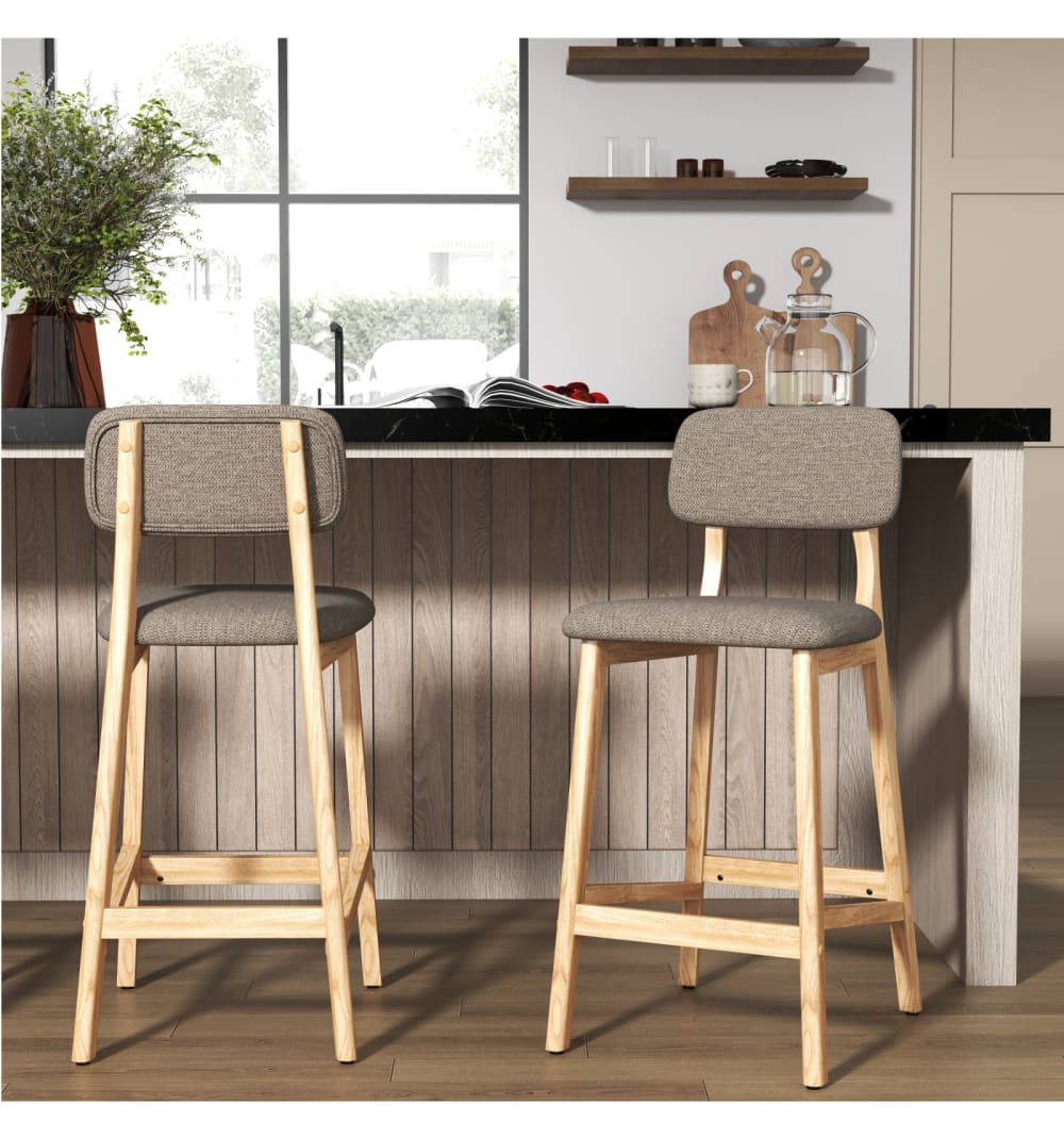 Brauner Stoff und Naturholz (x2)