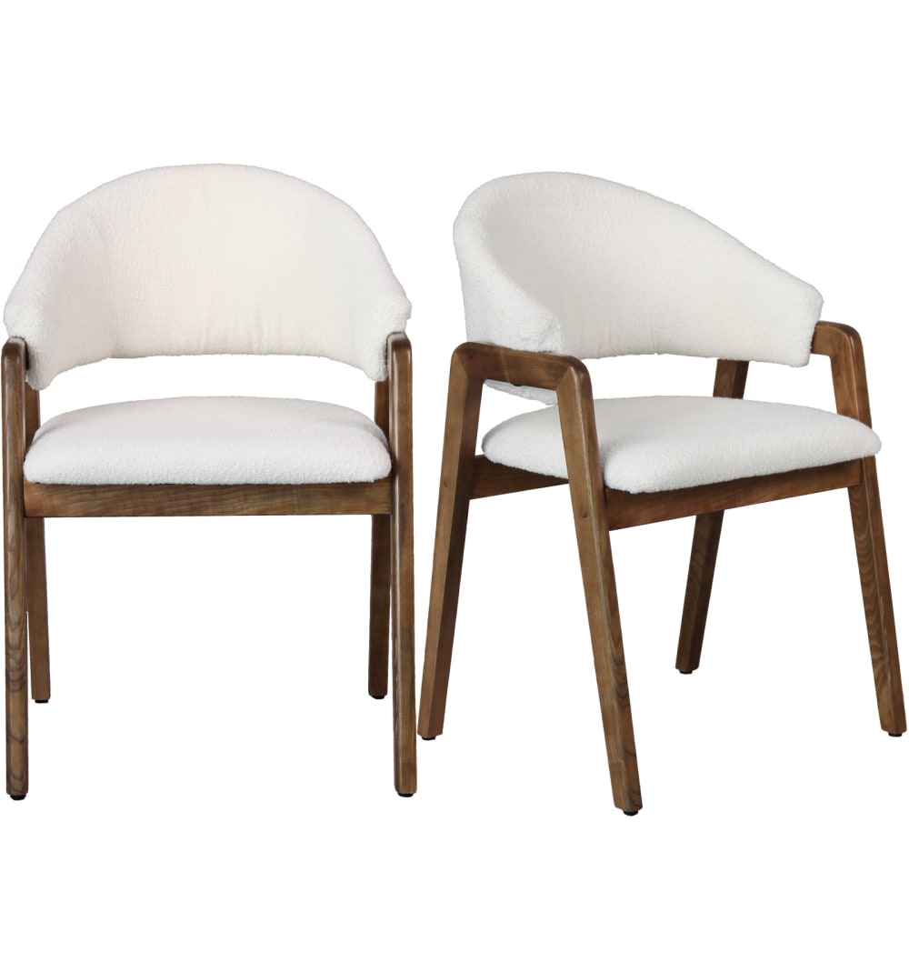 Wohnli Möbelsuche - Stuhl aus Stoff in Ecru und Esche Walnuss (x2)