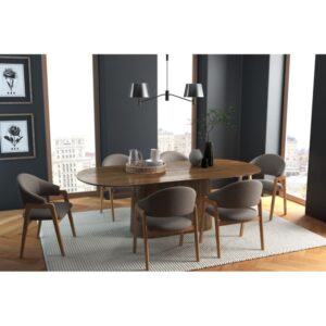 wohnli-moebel-suche-M25042257-1 Stuhl aus braunem Stoff und natürlicher Esche (x2) 53x82x57cm Stoff Braun Moloo Möbel Esszimmermöbel Stühle