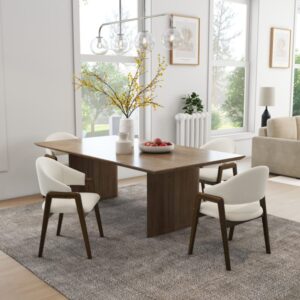 wohnli-moebel-suche-M25042258-1 Stuhl aus Stoff in Ecru und Esche Walnuss (x2) 53x82x57cm Stoff Beige Moloo Möbel Esszimmermöbel Stühle