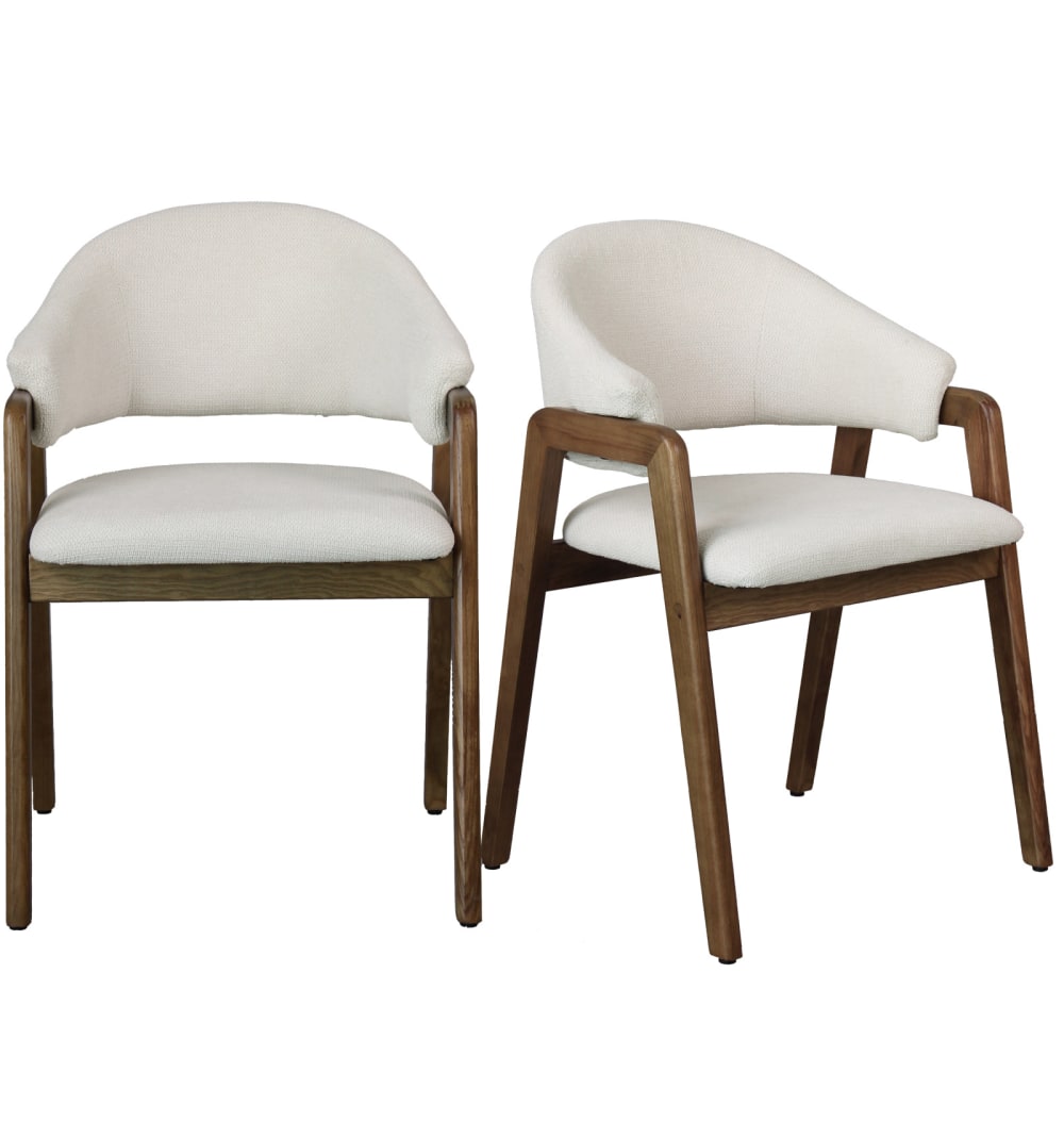 Wohnli Möbelsuche - Stuhl aus Stoff in Ecru und Esche Walnuss (x2)