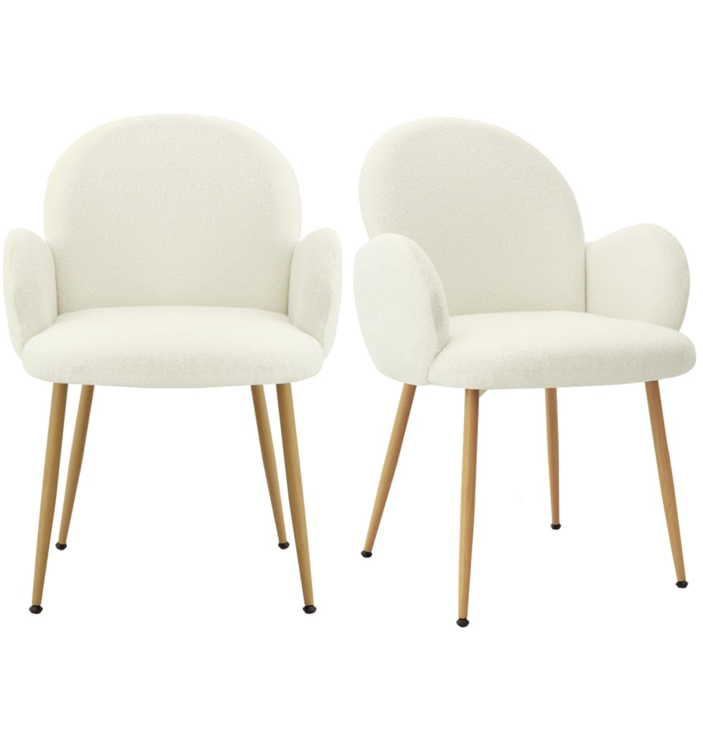 Wohnli Möbelsuche - Stuhl aus Stoff Cozy Ecru und Stahl mit Holzdekor (x2)