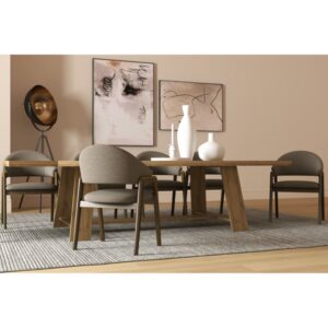 wohnli-moebel-suche-M25042264-1 Stuhl aus Stoff in braunem und Esche Walnuss (x2) 53x82x57cm Stoff Braun Moloo Möbel Esszimmermöbel Stühle